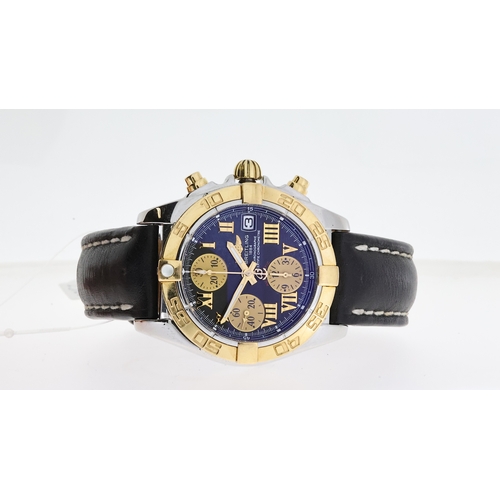 76 - BREITLING CHRONO COCKPIT REFERENCE C13358,  black dial, gold detail, Roman numerals, gold plated out... 