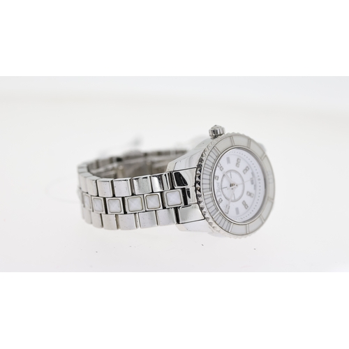 81 - DIOR CHRISTAL REF CD112112, white dial, stone set, 28mm case, stainless steel, quartz, not currently... 