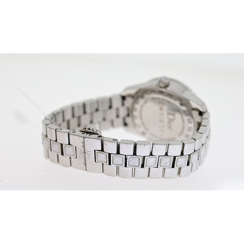 81 - DIOR CHRISTAL REF CD112112, white dial, stone set, 28mm case, stainless steel, quartz, not currently... 