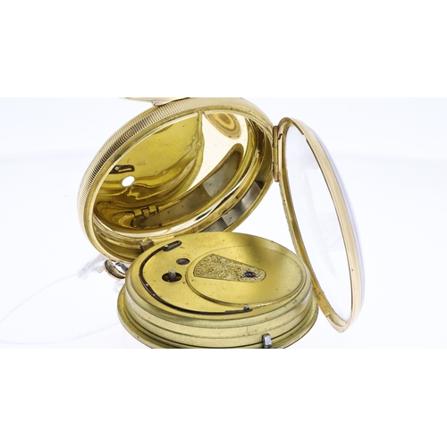 87 - 18CT VINTAGE VERGE HALF HUNTER POCKET WATCH, circular champagne gilt dial with roman numeral hour ma... 