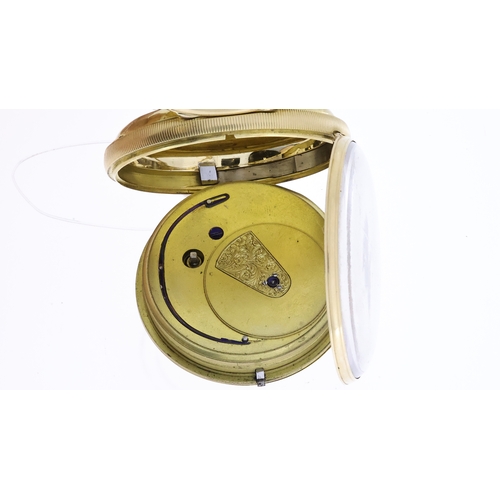 87 - 18CT VINTAGE VERGE HALF HUNTER POCKET WATCH, circular champagne gilt dial with roman numeral hour ma... 