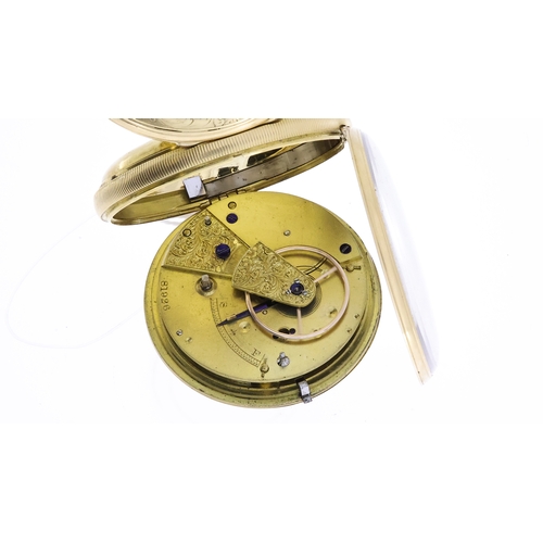 87 - 18CT VINTAGE VERGE HALF HUNTER POCKET WATCH, circular champagne gilt dial with roman numeral hour ma... 