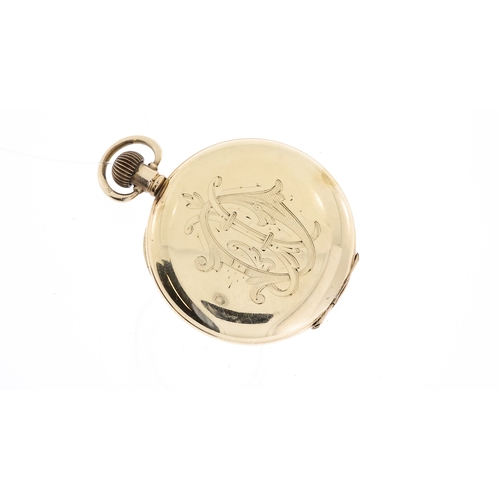 89 - VINTAGE FULL HUNTER WALTHAM POCKET WATCH GOLD CAPPED, circular white dial with roman numeral hour ma... 