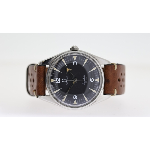 9 - VINTAGE OMEGA RANCHERO 2996-1 WITH BOX CIRCA 1958, circular black dial with dagger and arabic numera... 