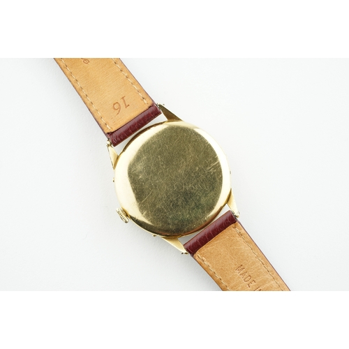 299 - MOVADO 18CT GOLD TRIPLE CALENDAR WRISTWATCH, circular patina dial with hour markers and hands, 32mm ... 