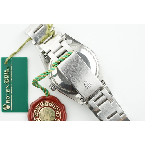 301 - ROLEX OYSTER PERPETUAL DATE W/ GUARANTEE PAPERS & SWING TAG REF. 15210 CIRCA 1997, circular silver d... 