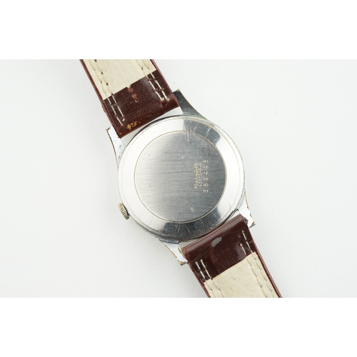 305 - EVERITE DRESS WRISTWATCH, circular silver dial with hour markers and hands, 34mm case with a crown a... 