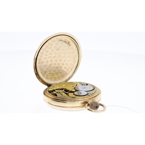 71 - 14CT VINTAGE OMEGA HALF HUNTER POCKET WATCH, circular white dial with roman numerals,  46mm 14ct gol... 