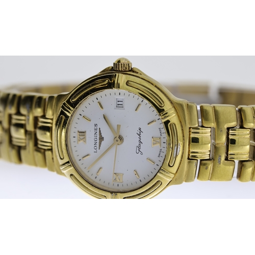 101 - LADIES LONGINES FLAGSHIP REF L5.151.2, approx 24mm white dial, baton & Roman Numeral hour markers, d... 