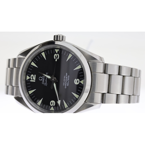 11 - RARE OMEGA RAILMASTER 39 CO-AXIAL BOX AND PAPERS 2004 REFERENCE 2503.52.00, circular black dial with... 