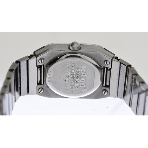 120 - LADIES RADO DIASTAR REF 153.0368.3, approx 18mm grey dial, stick hour markers, stainless steel bezel... 