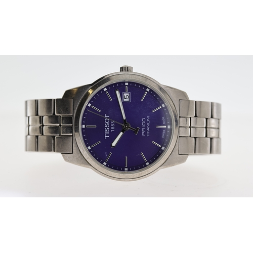 135 - TISSOT PR100 REF T049410 A W/BOX, approx 38mm blue dial, baton hour markers, date aperture at 3 o'cl... 