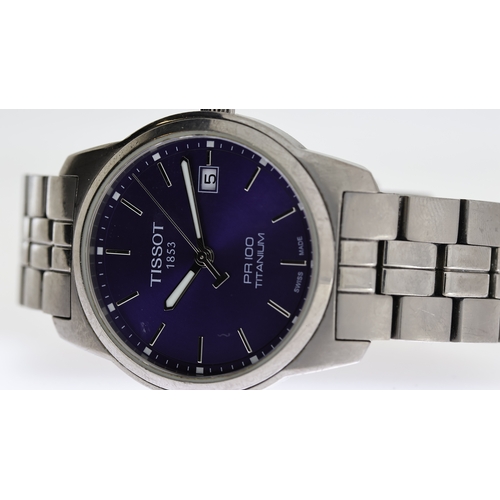 135 - TISSOT PR100 REF T049410 A W/BOX, approx 38mm blue dial, baton hour markers, date aperture at 3 o'cl... 