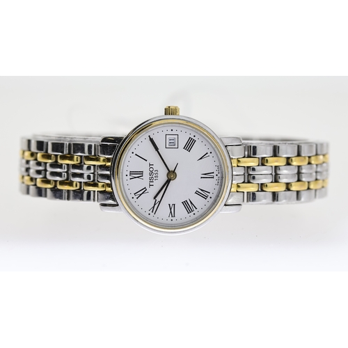 145 - LADIES TISSOT REF T825/925 W/BOX, approx 24mm white dial, Roman Numeral hour markers, date aperture ... 