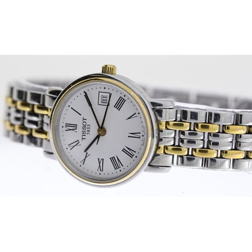 145 - LADIES TISSOT REF T825/925 W/BOX, approx 24mm white dial, Roman Numeral hour markers, date aperture ... 