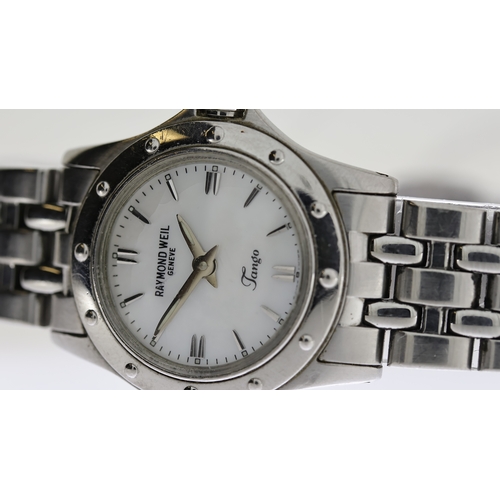 151 - LADIES RAYMOND WEIL GENEVE TANGO REF 5790, approx 22mm mother of pearl dial, Dauphine hour markers, ... 