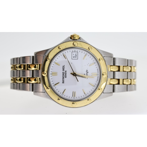 161 - RAYMOND WEIL GENEVE TANGO REF 5590, approx 36mm white dial, dauphine hour markers, date aperture at ... 