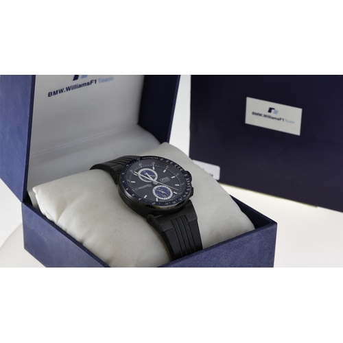 195 - ORIS X WILLIAMS F1 BMW CHRONOGRAPH REF 7563 W/BOX, approx 44mm black dial with baton hour markers, s... 