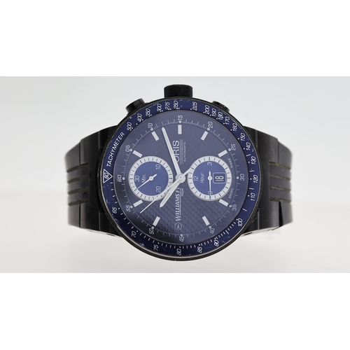 195 - ORIS X WILLIAMS F1 BMW CHRONOGRAPH REF 7563 W/BOX, approx 44mm black dial with baton hour markers, s... 