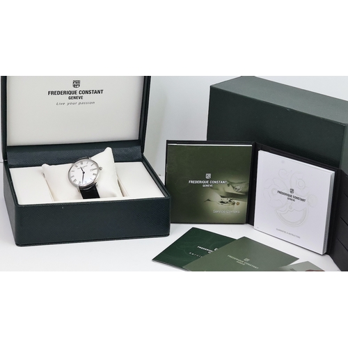 197 - FREDERIQUE CONSTANT GENEVE REF 3276453 W/BOX, approx 40mm silver dial, Roman Numeral hour markers, d... 