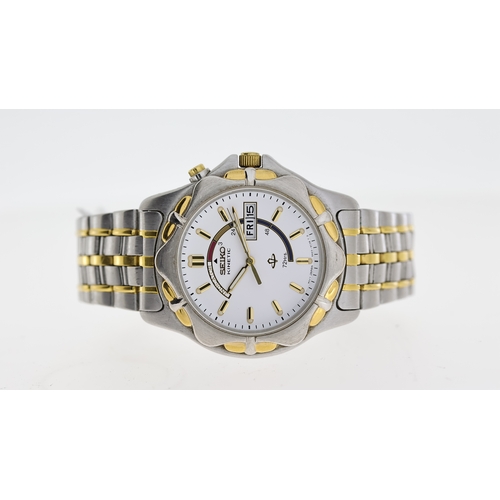 214 - *TO BE SOLD WITHOUT RESERVE* SEIKO KINETIC REFERENCE 5M23-6B70, circular white dial with baton hour ... 