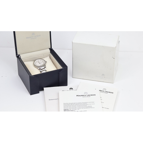 218 - *TO BE SOLD WITHOUT RESERVE* MAURICE LACROIX REFERENCE MI1056 WITH BOX, circular silver dial with ba... 