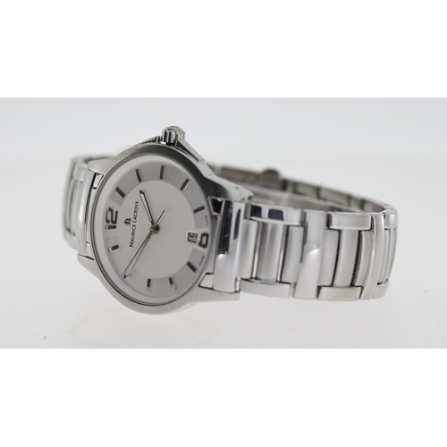 218 - *TO BE SOLD WITHOUT RESERVE* MAURICE LACROIX REFERENCE MI1056 WITH BOX, circular silver dial with ba... 