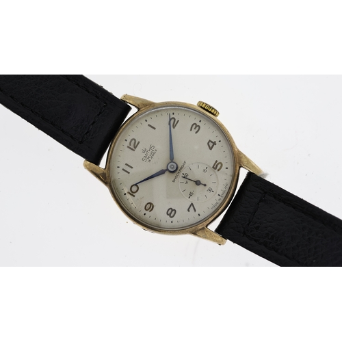 2 - VINTAGE 9CT SMITHS WRISTWATCH, circular cream dial with arabic numeral hour markers, subsidiary seco... 