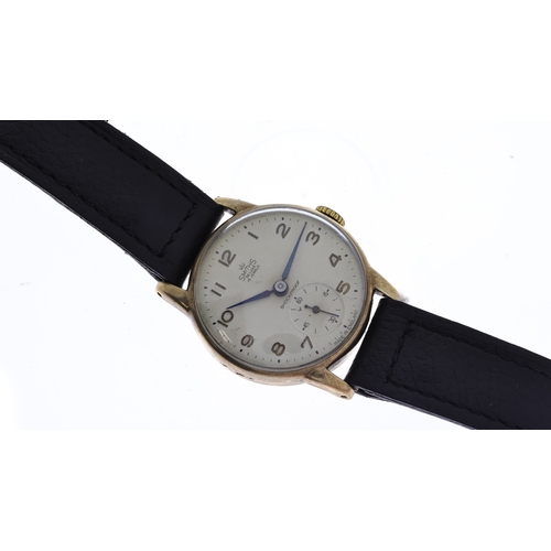 2 - VINTAGE 9CT SMITHS WRISTWATCH, circular cream dial with arabic numeral hour markers, subsidiary seco... 