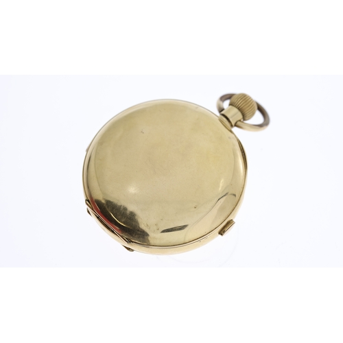 22 - 18CT FULL HUNTER CALENDAR REPEATER POCKET WATCH, approx 56mm 18ct gold case, running but repeater no... 