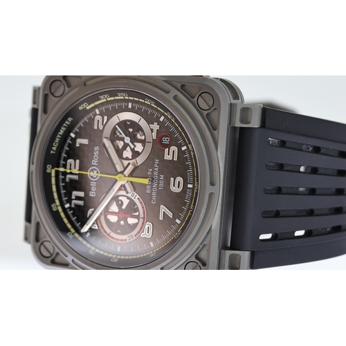 26 - BELL & ROSS RENAULT F1 LIMITED EDITION BR03-94 BOX AND PAPERS 2019, circular carbon fibre dial with ... 