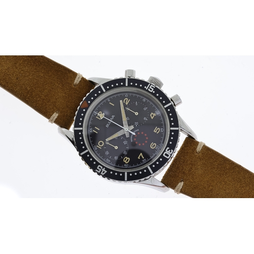 24 - VINTAGE BULOVA MARINESTAR CHRONOGRAPH CIRCA 1970's, circular black dial with arabic numeral hour mar... 