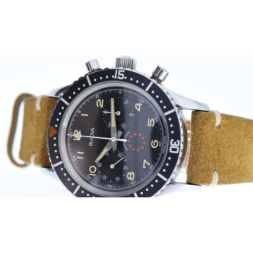 24 - VINTAGE BULOVA MARINESTAR CHRONOGRAPH CIRCA 1970's, circular black dial with arabic numeral hour mar... 