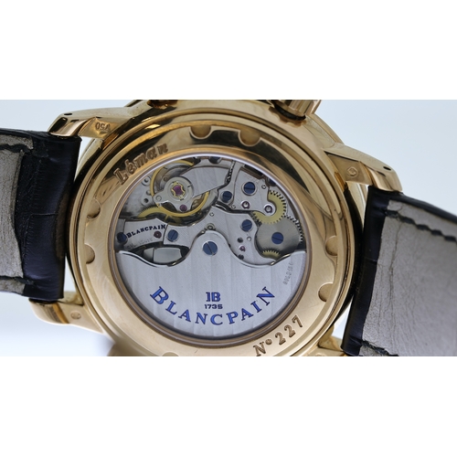 31 - 18CT BLANCPAIN LEMAN DUAL TIME REFERENCE 2041-3642M-53B, named after Lake Geneva, circular silver di... 