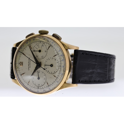 37 - UNIVERSAL GENEVE 18CT COMPAX REF 14657 W/BOX & OUTER BOX, 37.5mm circular dial with dauphine hour ma... 