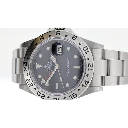 40 - ROLEX EXPLORER II 16570 BOX AND PAPERS 2007 *RECENT ROLEX SERVICE*, circular gloss black dial with a... 