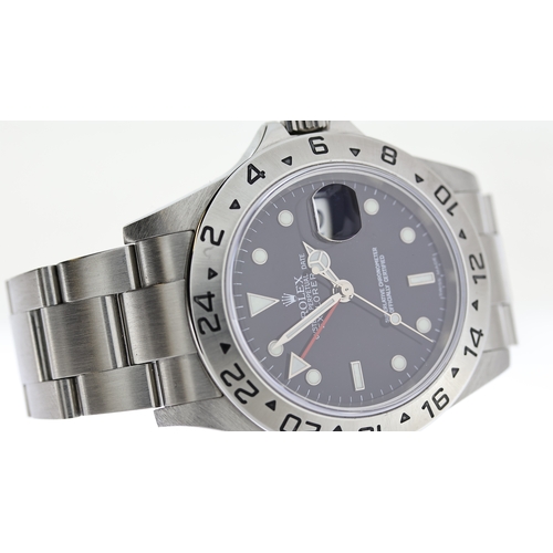 40 - ROLEX EXPLORER II 16570 BOX AND PAPERS 2007 *RECENT ROLEX SERVICE*, circular gloss black dial with a... 