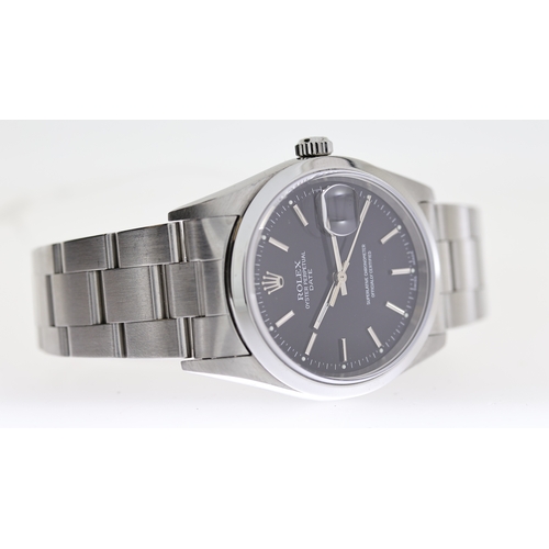 48 - ROLEX OYSTER PERPETUAL DATE REFERENCE 15200 CIRCA 2000, circular gloss black dial with baton hour ma... 