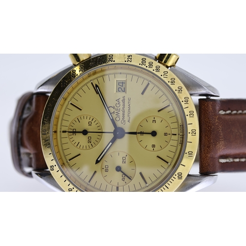 6 - OMEGA SPEEDMASTER AUTOMATIC WINNERS TROPHY WATCH BOX AND GUARANTEE CIRCA 1993, circular champagne di... 