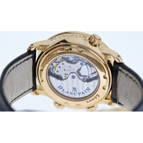 31 - 18CT BLANCPAIN LEMAN DUAL TIME REFERENCE 2041-3642M-53B, named after Lake Geneva, circular silver di... 