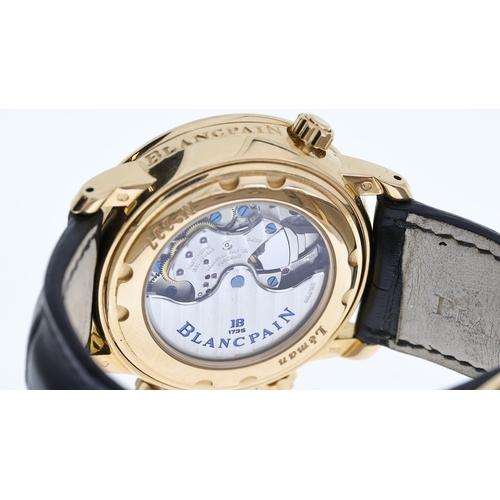 31 - 18CT BLANCPAIN LEMAN DUAL TIME REFERENCE 2041-3642M-53B, named after Lake Geneva, circular silver di... 