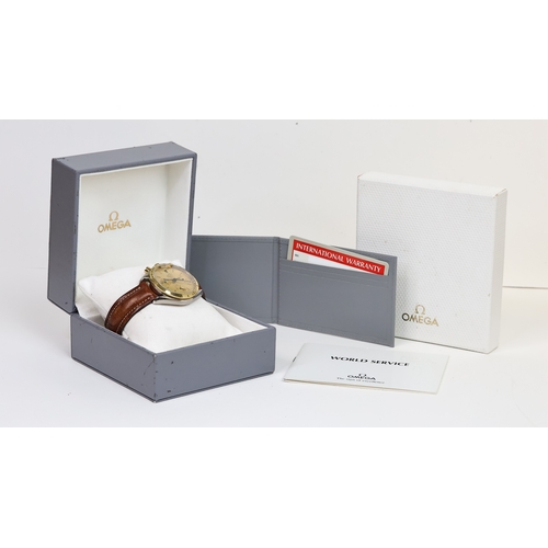 6 - OMEGA SPEEDMASTER AUTOMATIC WINNERS TROPHY WATCH BOX AND GUARANTEE CIRCA 1993, circular champagne di... 