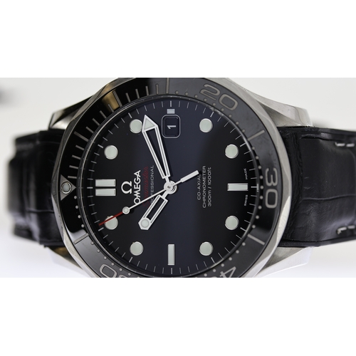 63 - OMEGA SEAMASTER CO AXIAL AUTOMATIC, circular gloss black dial with applied hour markers, date apertu... 