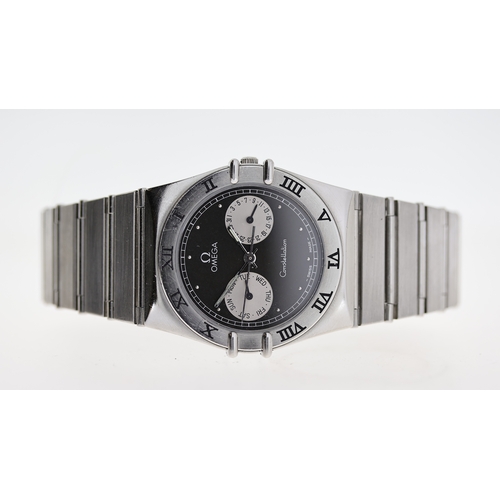 70 - OMEGA CONSTELLATION QUARTZ REFERENCE 396.1070/1080 BOX AND PAPERS 1990, circular black dial with dot... 