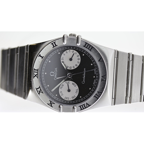 70 - OMEGA CONSTELLATION QUARTZ REFERENCE 396.1070/1080 BOX AND PAPERS 1990, circular black dial with dot... 