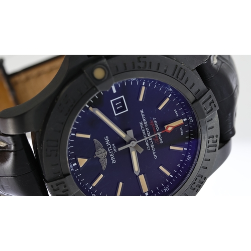 74 - BREITLING AVENGER BLACKBIRD AUTOMATIC REFERENCE V17310, circular black dial with baton hour markers,... 