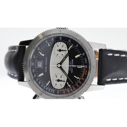 76 - BREITLING CHRONO-MATIC MECHANICAL WRISTWATCH, circular black two tone dial with baton hour markers, ... 