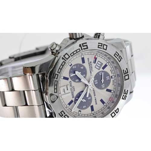 78 - BREITLING COLT CHRONOGRAPH II REFERENCE A73387, circuler silver dial with baton hour markers, chrono... 