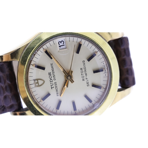 80 - VINTAGE TUDOR PRINCESS OYSTERDATE AUTOMATIC WITH BOX, circular champagne dial with baton hour marker... 