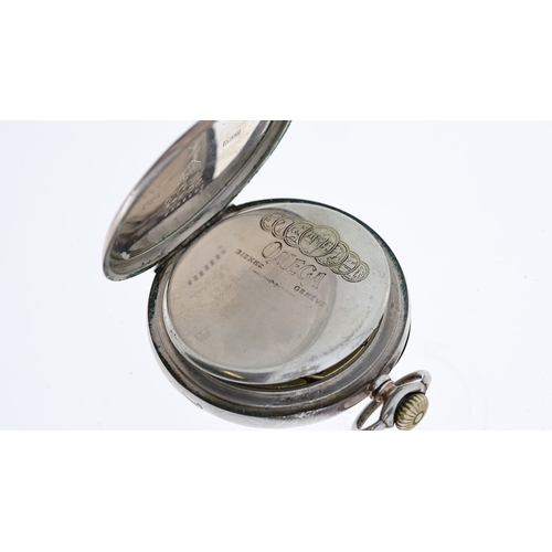 356 - VINTAGE OMEGA POCKET WATCH CONTINENTAL SILVER, circular silver dial with arabic numeral hour markers... 